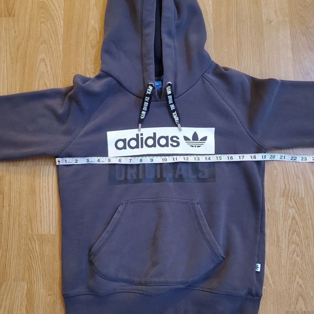 ✨ADIDAS ORIGINALS✨ Logo Drawstring Hoodie Sweatshirt - [Small, Gray] - Picture 11 of 14